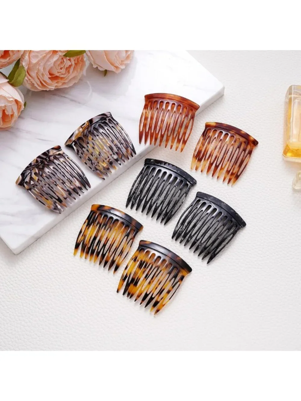 Decorative Small French Side Combs - 4 Pcs Hair Clips for Elegant Styling